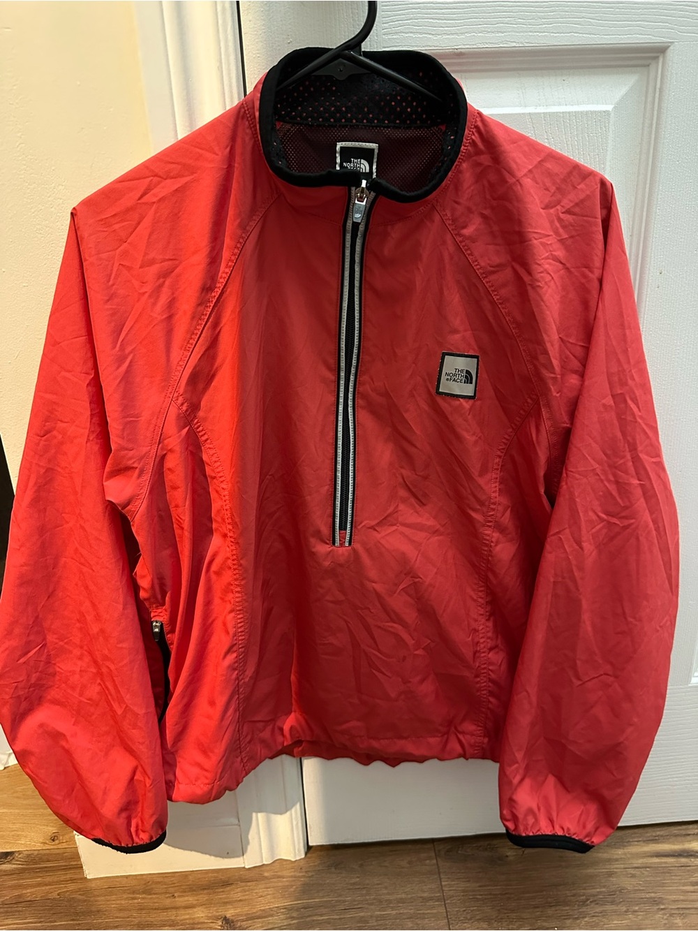 The North Face Red Half-Zip Rain Pullover with Black Trim